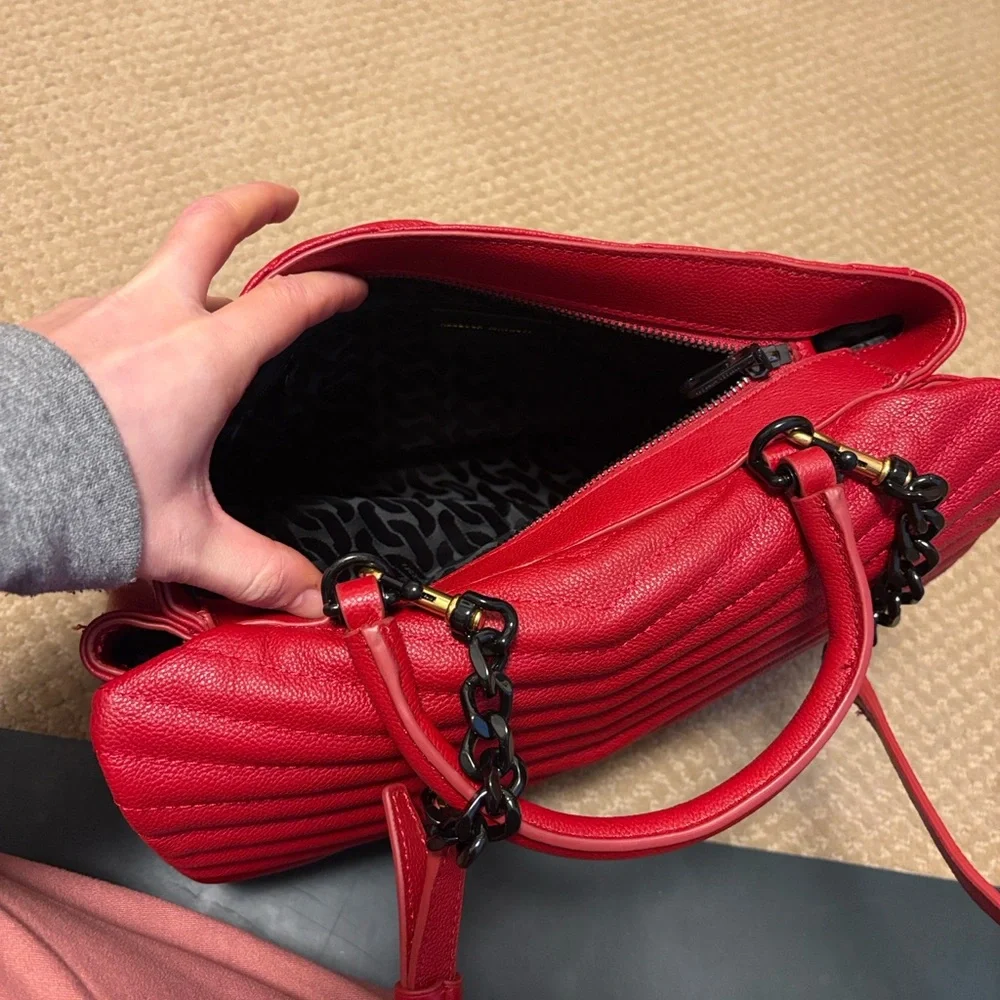 Rebecca Minkoff Red Quilted Satchel with Black Hardware - Picture 12 of 14